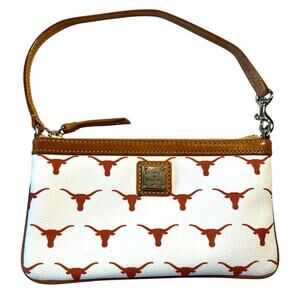 Dooney & Bourke UT Texas Longhorns White Wristlet Clutch Purse EUC 4.5x8" EUC
